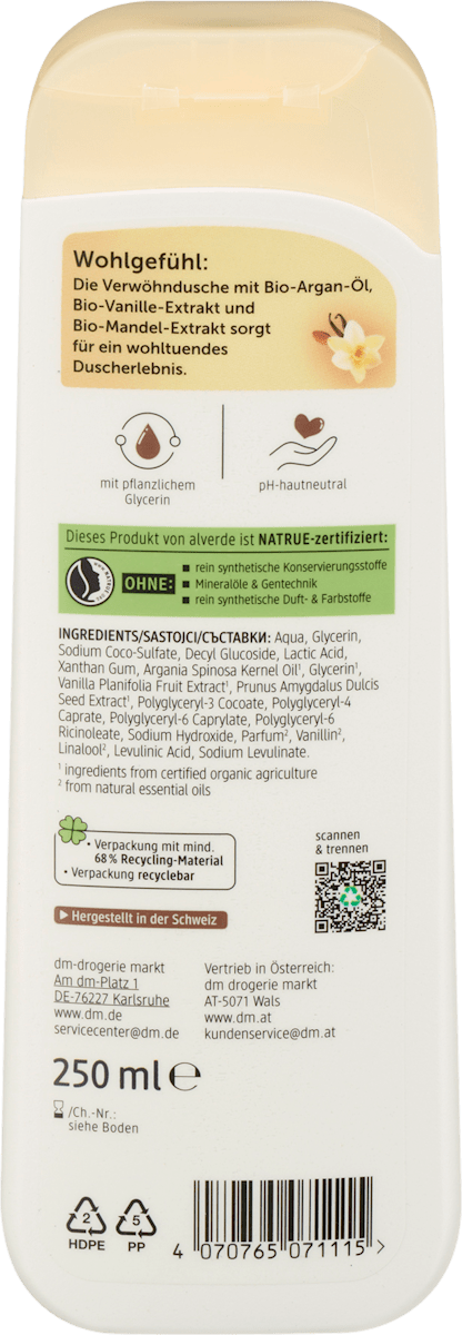 alverde NATURKOSMETIK Duschgel WOHL Gefühl, 250 ml