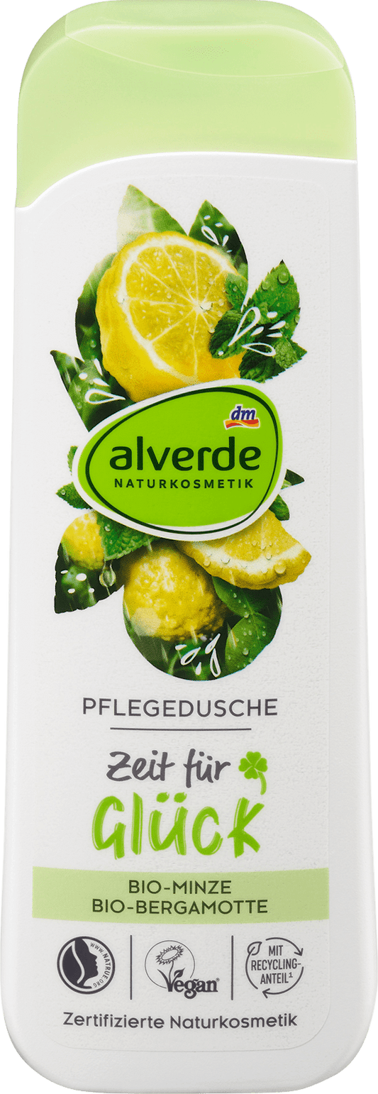 alverde COSMÉTIQUES NATURELS Gel douche Temps de bonheur Menthe, Bergamote, 250 ml
