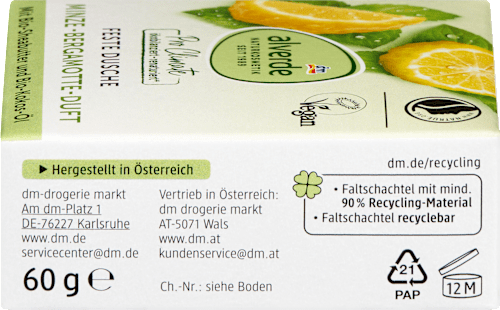 Festes Duschgel Minze-Bergamotte Duft, 60 g