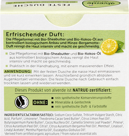 Festes Duschgel Minze-Bergamotte Duft, 60 g
