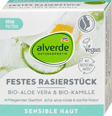 Festes Rasierstück Aloe Vera, Kamille, 50 g alverde NATURKOSMETIK