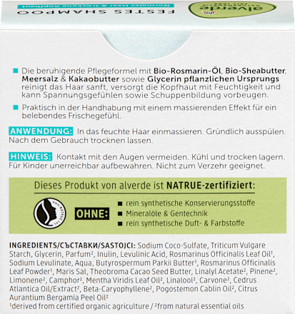 Festes Shampoo Rosmarin-Öl & Meersalz, 60 g