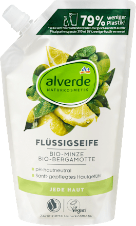 Flüssigseife Minze, Bergamotte Nachfüllpack, 500 ml alverde NATURKOSMETIK