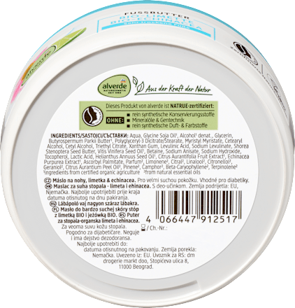 Fußbutter Limette & Echinacea, 200 ml