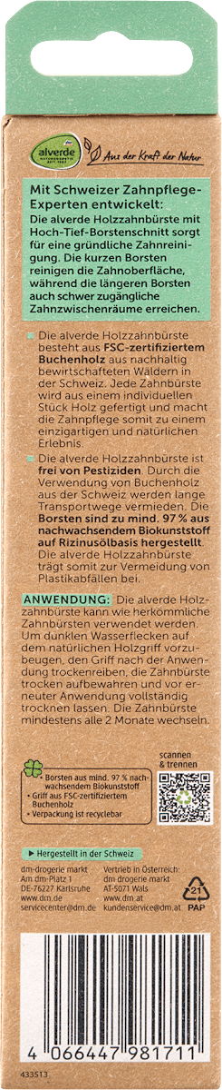 alverde NATURKOSMETIK Interdental Zahnbürste hoch tief, medium, 1 St