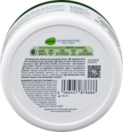Körpercreme Olivenöl, Sheabutter, 300 ml alverde NATURKOSMETIK