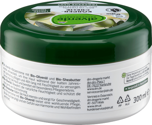 Körpercreme Olivenöl, Sheabutter, 300 ml alverde NATURKOSMETIK