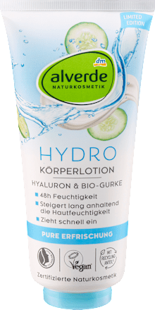 alverde NATURKOSMETIK Körperlotion Hyaluron & Bio-Gurke, 200 ml