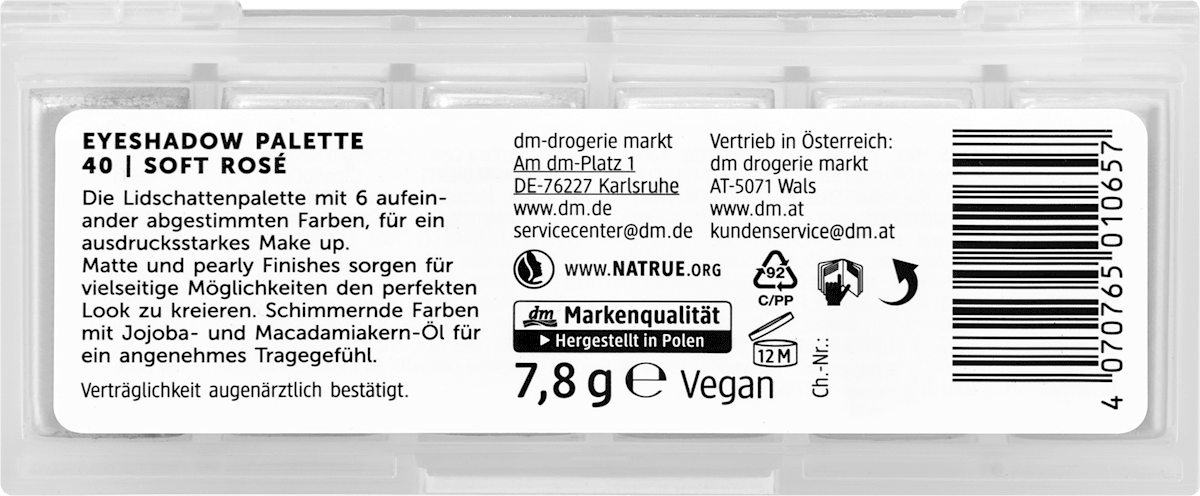 alverde NATURKOSMETIK Lidschatten Palette 40 Soft Rosé, 7,8 g