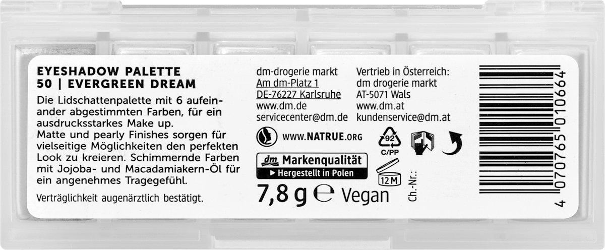 alverde NATURKOSMETIK Lidschatten Palette 50 Evergreen Dream, 7,8 g