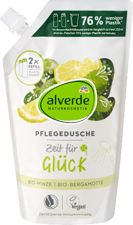 Pflegedusche Zeit für Glück Minze Bergamotte, Nachfüllpack, 500 ml alverde NATURKOSMETIK