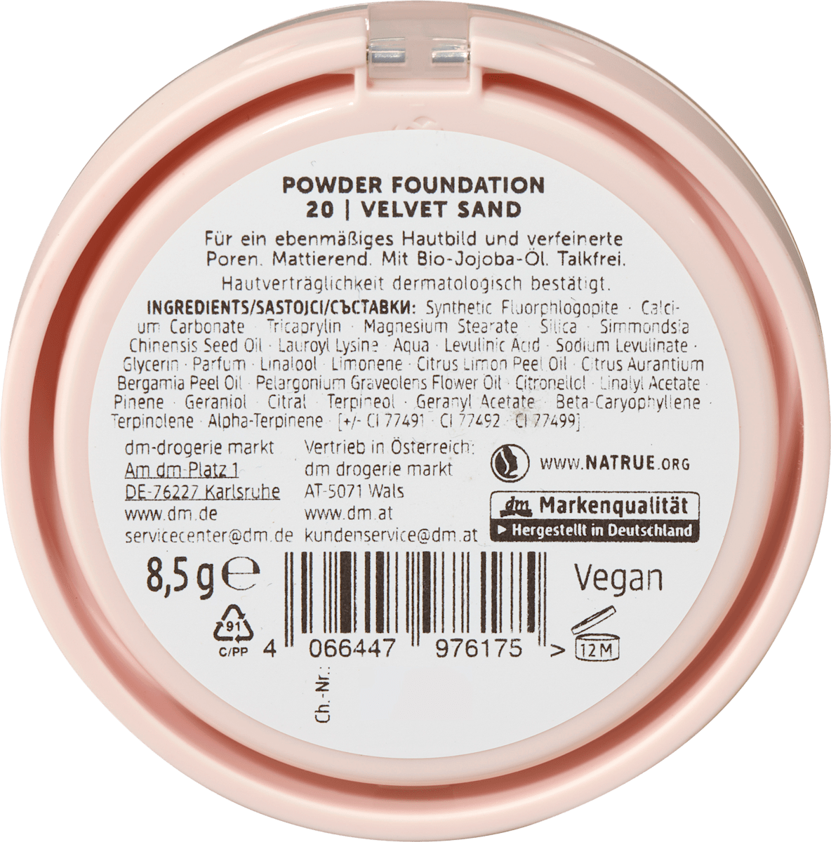 alverde NATURKOSMETIK Powder Foundation Natural Finish 20 Velvet Sand, 8,5 g