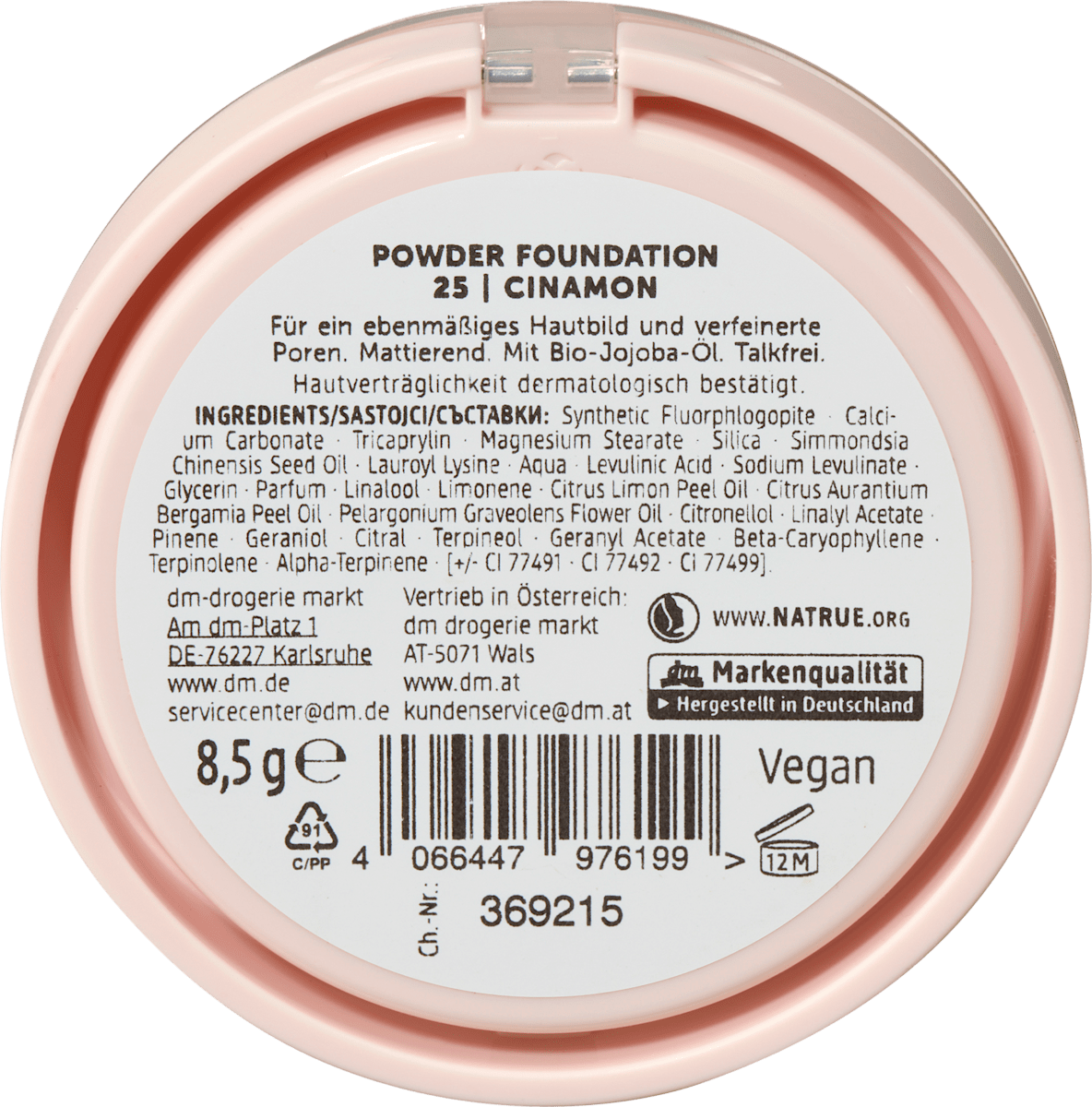alverde NATURKOSMETIK Powder Foundation Natural Finish 25 Cinamon, 8,5 g