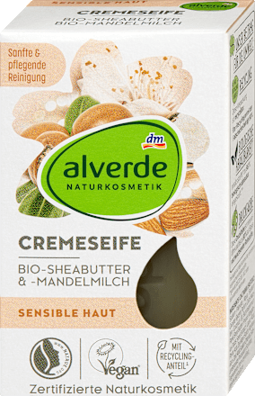 Seifenstück Cremeseife mit Sheabutter & Mandelmilch, 100 g alverde NATURKOSMETIK