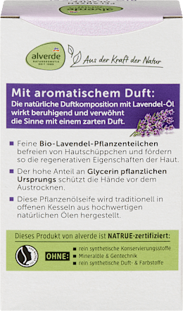 Seifenstück Pflanzenölseife mit Lavendel, 100 g