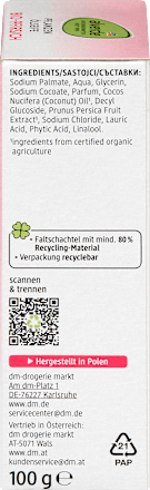Seifenstück Pflanzenölseife mit Pfirsich, 100 g