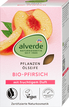 Seifenstück Pflanzenölseife mit Pfirsich, 100 g