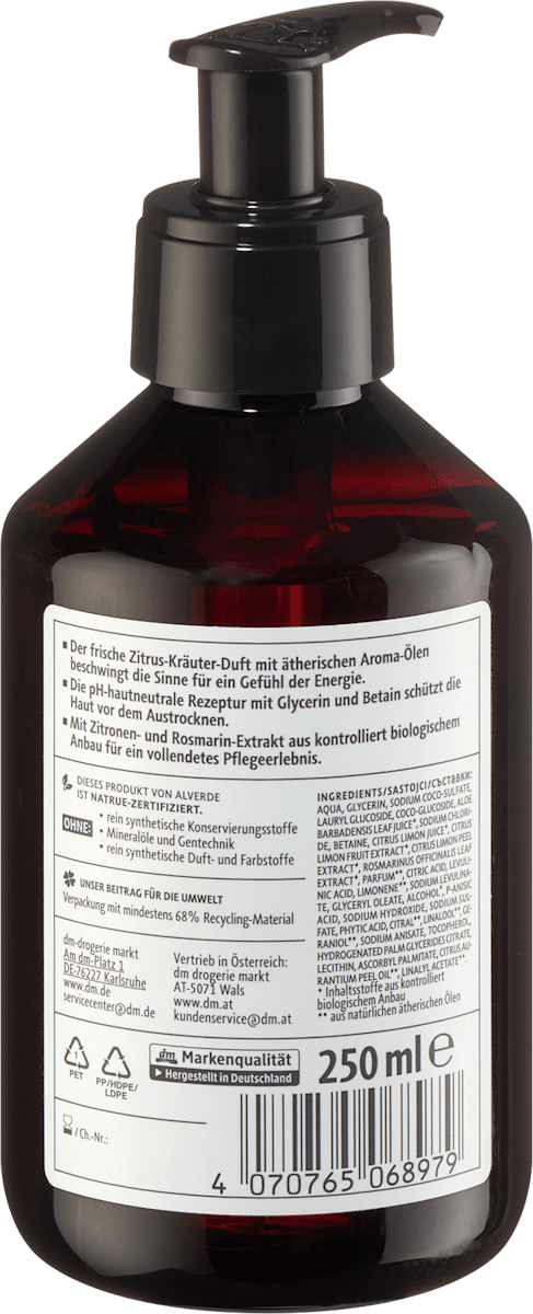alverde Naturschön Flüssigseife Zitrone, 250 ml