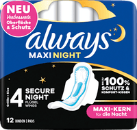 Damenbinden Maxi Night mit Flügeln, 12 St