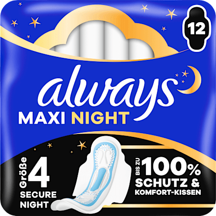 Damenbinden Maxi Night mit Flügeln, 12 St