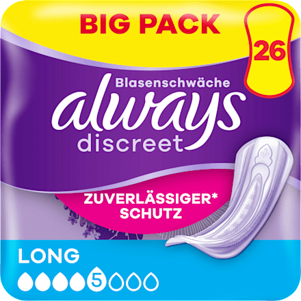 discreet Einlagen Inkontinenz Long, Big Pack, 26 St