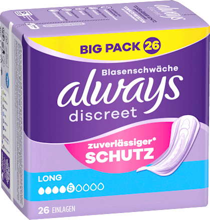 discreet Einlagen Inkontinenz Long, Big Pack, 26 St