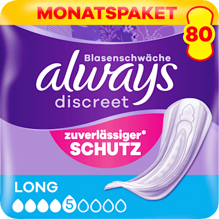discreet Einlagen Inkontinenz Long Vorteilspack (8x10 St), 80 St