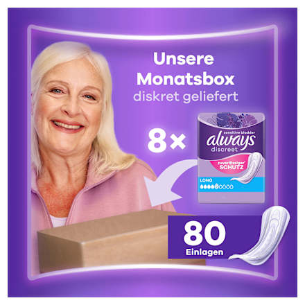 discreet Einlagen Inkontinenz Long Vorteilspack (8x10 St), 80 St