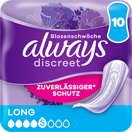 discreet Einlagen Inkontinenz Long, 10 St always