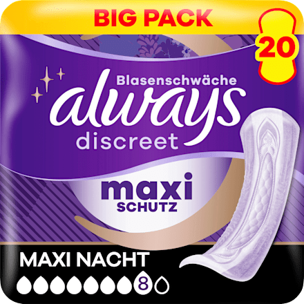 discreet Einlagen Inkontinenz Maxi Nacht, Big Pack, 20 St