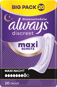 discreet Einlagen Inkontinenz Maxi Nacht, Big Pack, 20 St
