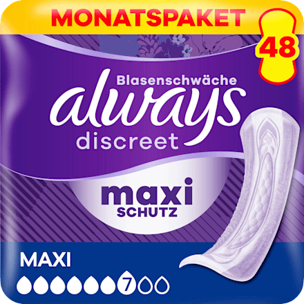 discreet Einlagen Inkontinenz Maxi Vorteilspack (4x12 St), 48 St