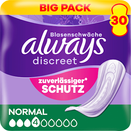 discreet Einlagen Inkontinenz Normal, Big Pack, 30 St