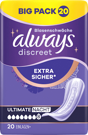 discreet Einlagen Inkontinenz Ultimate Nacht, Big Pack, 20 St always