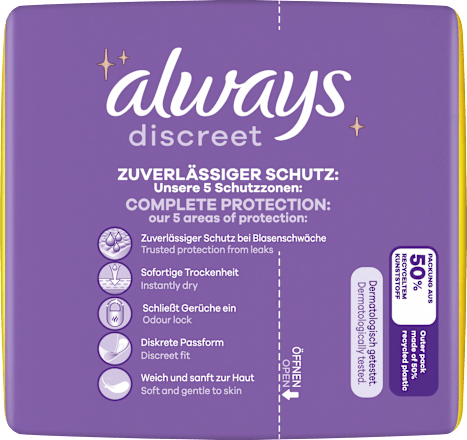 discreet Einlagen Inkontinenz Ultimate Nacht, Big Pack, 20 St always