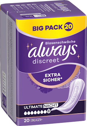discreet Einlagen Inkontinenz Ultimate Nacht, Big Pack, 20 St always