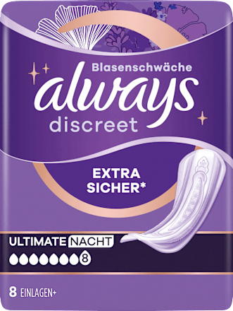 discreet Einlagen Inkontinenz Ultimate Nacht, 8 St always