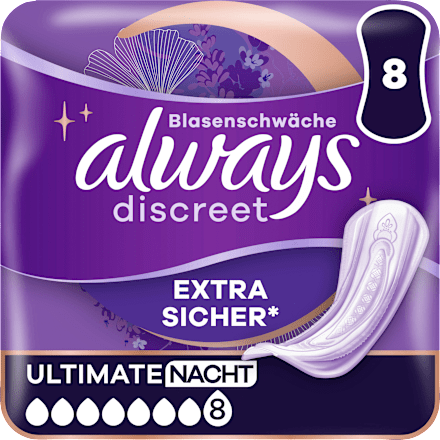 discreet Einlagen Inkontinenz Ultimate Nacht, 8 St always