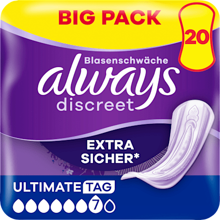 discreet Einlagen Inkontinenz Ultimate Tag, Big Pack, 20 St always
