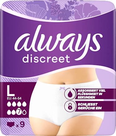 Discrete Incontinentiebroeken Plus maat L, 9 stuks