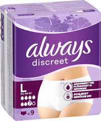 Discrete Incontinentiebroeken Plus maat L, 9 stuks