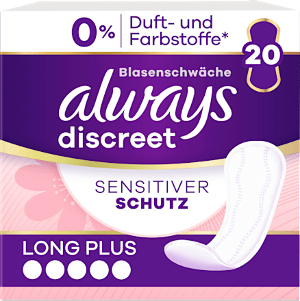 discreet Slipeinlagen Inkontinenz Sensitive Long Plus, 20 St