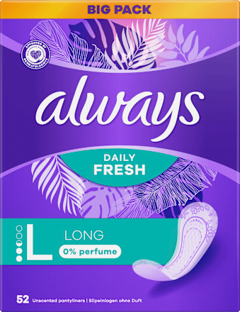Slipeinlagen Daily Fresh Long ohne Duft, Big Pack, 52 St