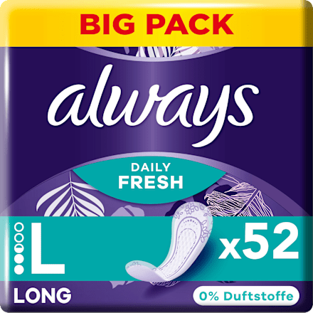 Slipeinlagen Daily Fresh Long ohne Duft, Big Pack, 52 St