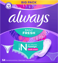 Slipeinlagen Daily Fresh Normal Flexistyle mit Frischeduft, Big Pack, 54 St