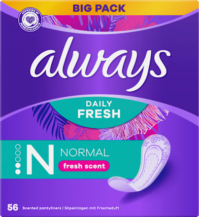 Slipeinlagen Daily Fresh Normal mit Frischeduft, Big Pack, 56 St