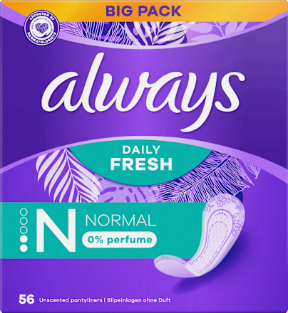 Slipeinlagen Daily Fresh Normal ohne Duft, Big Pack, 56 St