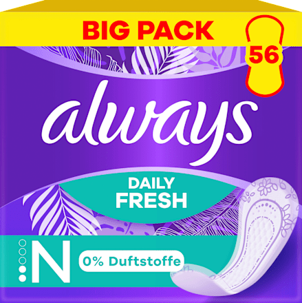 Slipeinlagen Daily Fresh Normal ohne Duft, Big Pack, 56 St