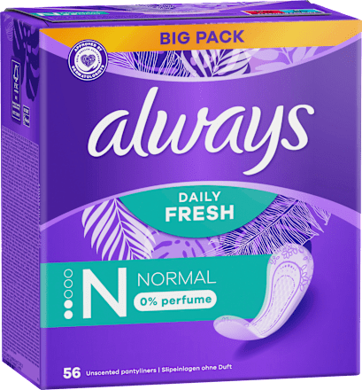 Slipeinlagen Daily Fresh Normal ohne Duft, Big Pack, 56 St
