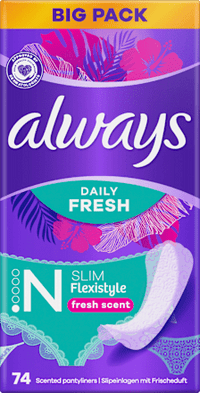 Slipeinlagen Daily Fresh Slim Flexistyle mit Frischeduft, Big Pack, 74 St